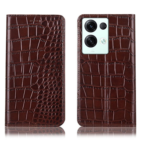 Coque Portefeuille Livre Cuir Etui Clapet H08P pour Oppo Reno8 Pro 5G Marron