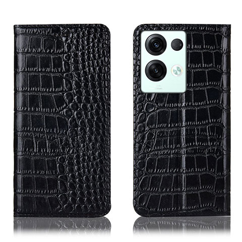 Coque Portefeuille Livre Cuir Etui Clapet H08P pour Oppo Reno8 Pro 5G Noir