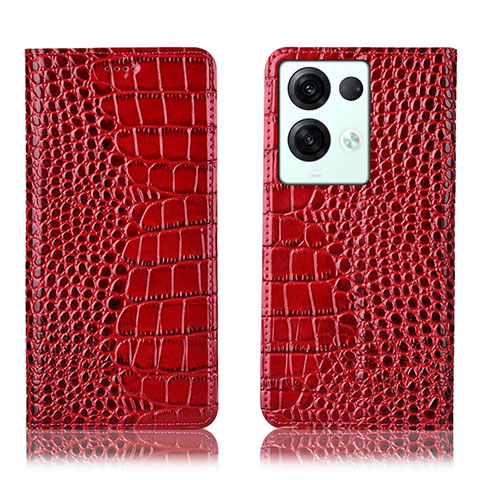 Coque Portefeuille Livre Cuir Etui Clapet H08P pour Oppo Reno9 Pro+ Plus 5G Rouge