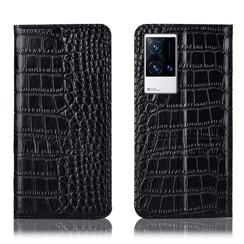 Coque Portefeuille Livre Cuir Etui Clapet H08P pour Vivo iQOO 8 Pro 5G Noir