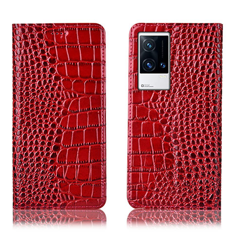 Coque Portefeuille Livre Cuir Etui Clapet H08P pour Vivo iQOO 8 Pro 5G Rouge