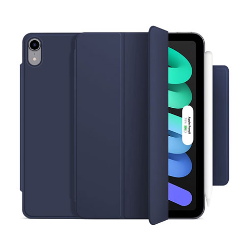 Coque Portefeuille Livre Cuir Etui Clapet H09 pour Apple iPad Mini 6 Bleu