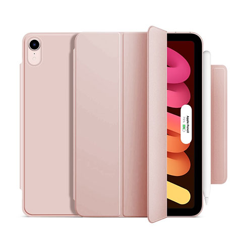 Coque Portefeuille Livre Cuir Etui Clapet H09 pour Apple iPad Mini 6 Or Rose