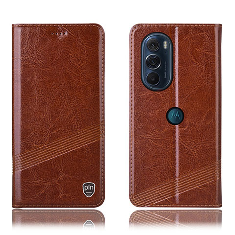 Coque Portefeuille Livre Cuir Etui Clapet H09P pour Motorola Moto Edge X30 5G Brun Clair