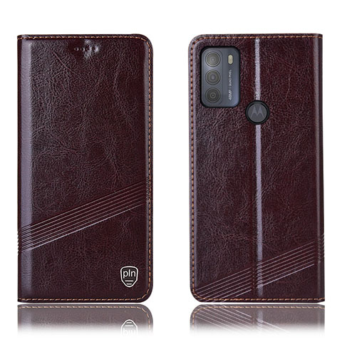 Coque Portefeuille Livre Cuir Etui Clapet H09P pour Motorola Moto G50 Marron