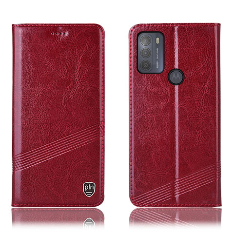 Coque Portefeuille Livre Cuir Etui Clapet H09P pour Motorola Moto G50 Rouge