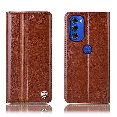 Coque Portefeuille Livre Cuir Etui Clapet H09P pour Motorola Moto G51 5G Brun Clair