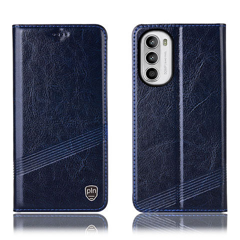 Coque Portefeuille Livre Cuir Etui Clapet H09P pour Motorola MOTO G52 Bleu