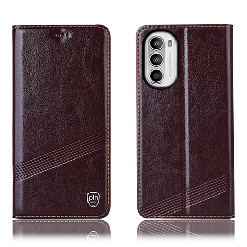 Coque Portefeuille Livre Cuir Etui Clapet H09P pour Motorola MOTO G52 Marron