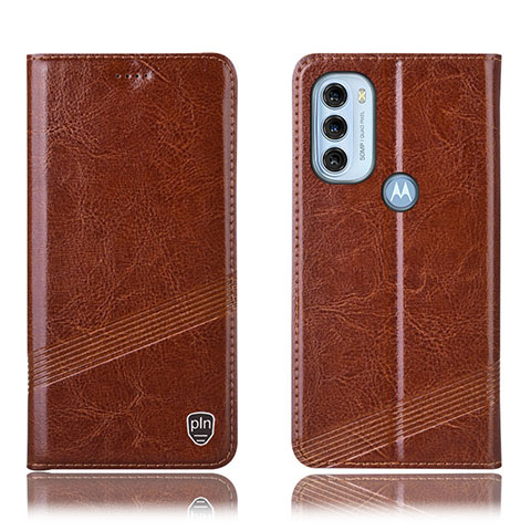 Coque Portefeuille Livre Cuir Etui Clapet H09P pour Motorola Moto G71 5G Brun Clair