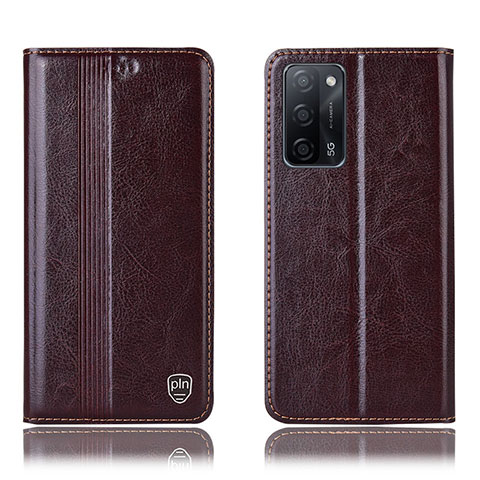 Coque Portefeuille Livre Cuir Etui Clapet H09P pour Oppo A55 5G Marron