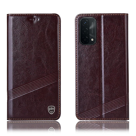 Coque Portefeuille Livre Cuir Etui Clapet H09P pour Oppo A74 5G Marron