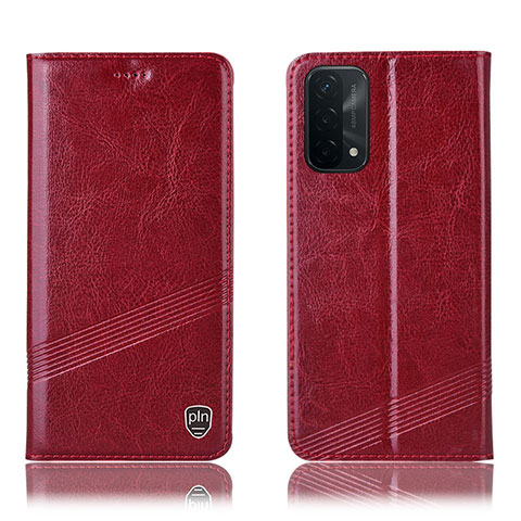 Coque Portefeuille Livre Cuir Etui Clapet H09P pour Oppo A74 5G Rouge