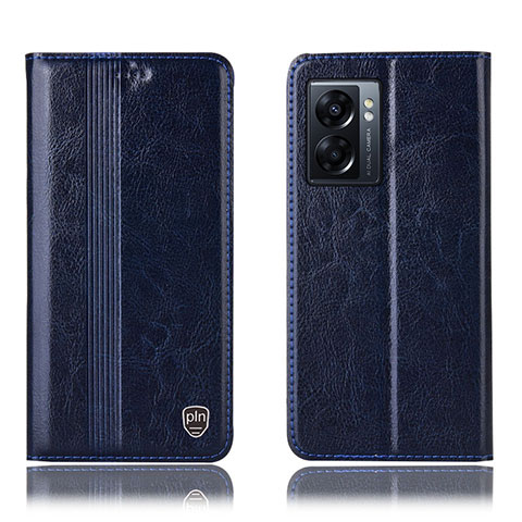 Coque Portefeuille Livre Cuir Etui Clapet H09P pour Oppo A77 5G Bleu