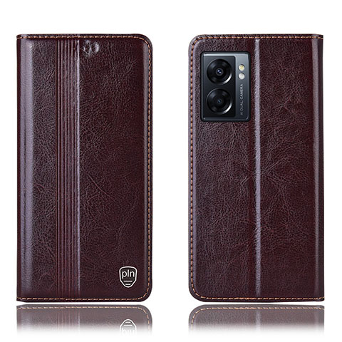 Coque Portefeuille Livre Cuir Etui Clapet H09P pour Oppo A77 5G Marron