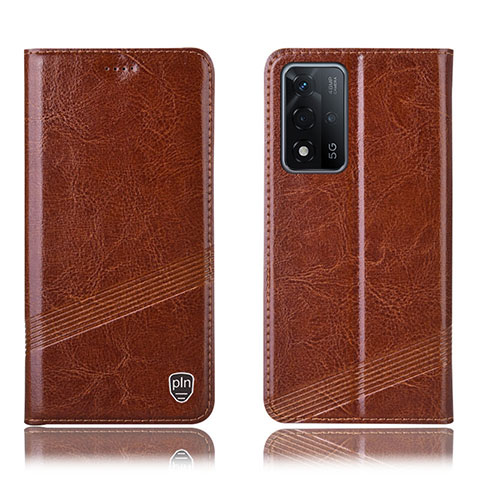 Coque Portefeuille Livre Cuir Etui Clapet H09P pour Oppo A93s 5G Brun Clair