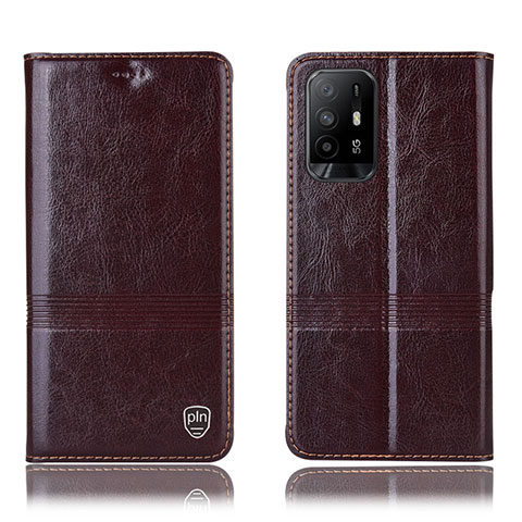 Coque Portefeuille Livre Cuir Etui Clapet H09P pour Oppo A94 5G Marron