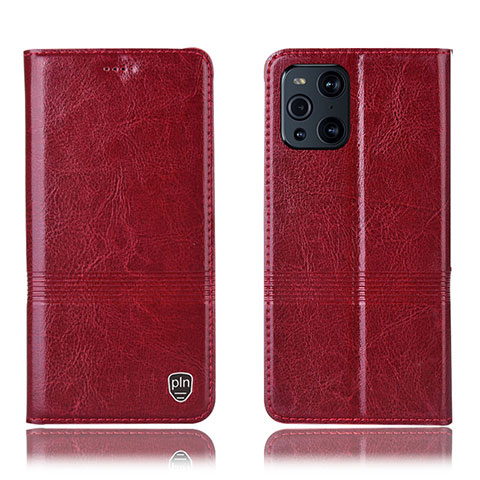 Coque Portefeuille Livre Cuir Etui Clapet H09P pour Oppo Find X3 5G Rouge