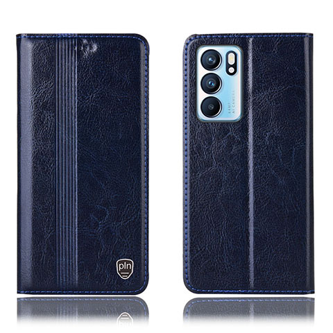 Coque Portefeuille Livre Cuir Etui Clapet H09P pour Oppo Reno6 5G Bleu