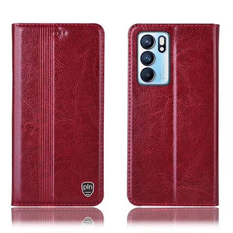 Coque Portefeuille Livre Cuir Etui Clapet H09P pour Oppo Reno6 5G Rouge