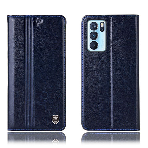 Coque Portefeuille Livre Cuir Etui Clapet H09P pour Oppo Reno6 Pro 5G India Bleu