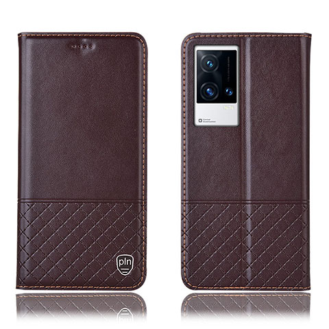 Coque Portefeuille Livre Cuir Etui Clapet H09P pour Vivo iQOO 8 5G Marron