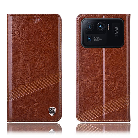 Coque Portefeuille Livre Cuir Etui Clapet H09P pour Xiaomi Mi 11 Ultra 5G Brun Clair