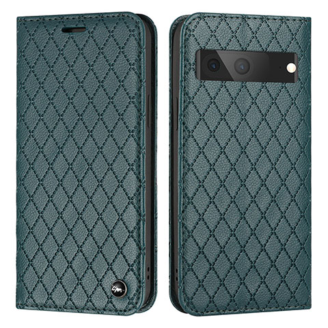 Coque Portefeuille Livre Cuir Etui Clapet H09X pour Google Pixel 7 5G Vert