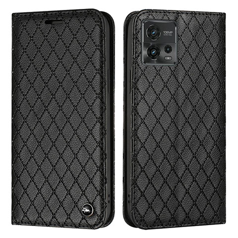 Coque Portefeuille Livre Cuir Etui Clapet H09X pour Motorola Moto G72 Noir