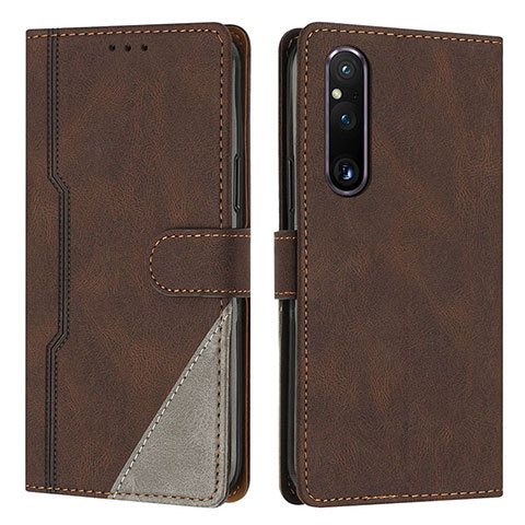 Coque Portefeuille Livre Cuir Etui Clapet H09X pour Sony Xperia 1 V Marron