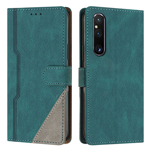 Coque Portefeuille Livre Cuir Etui Clapet H09X pour Sony Xperia 1 V Vert