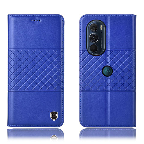 Coque Portefeuille Livre Cuir Etui Clapet H10P pour Motorola Moto Edge 30 Pro 5G Bleu