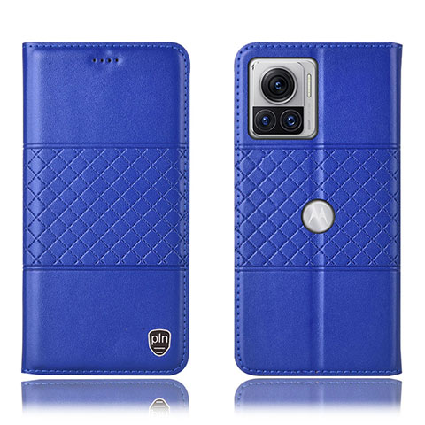 Coque Portefeuille Livre Cuir Etui Clapet H10P pour Motorola Moto Edge X30 Pro 5G Bleu