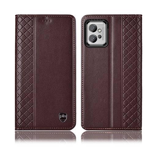 Coque Portefeuille Livre Cuir Etui Clapet H10P pour Motorola Moto G32 Marron