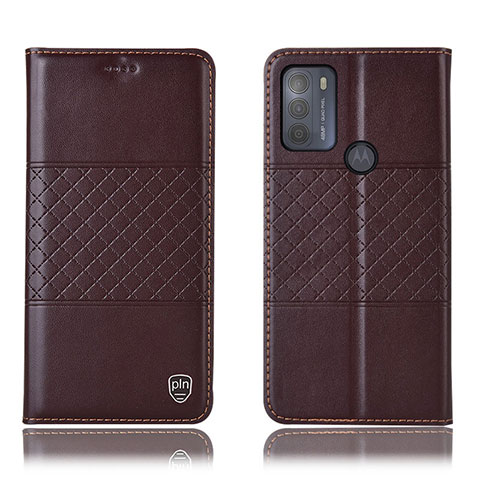 Coque Portefeuille Livre Cuir Etui Clapet H10P pour Motorola Moto G50 Marron