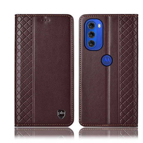 Coque Portefeuille Livre Cuir Etui Clapet H10P pour Motorola Moto G51 5G Marron