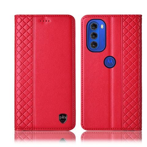 Coque Portefeuille Livre Cuir Etui Clapet H10P pour Motorola Moto G51 5G Rouge