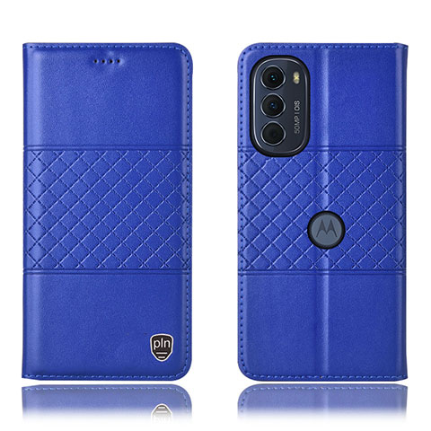 Coque Portefeuille Livre Cuir Etui Clapet H10P pour Motorola MOTO G52 Bleu