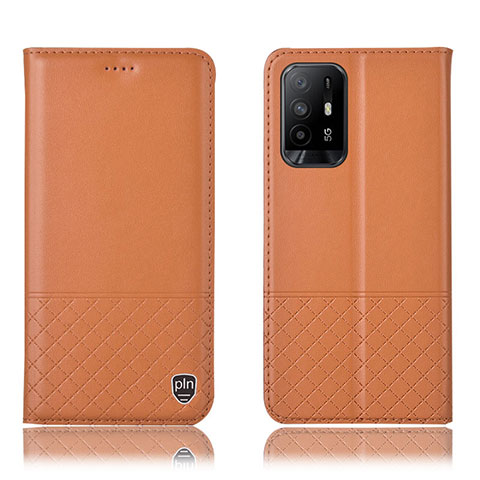 Coque Portefeuille Livre Cuir Etui Clapet H10P pour Oppo F19 Pro+ Plus 5G Orange