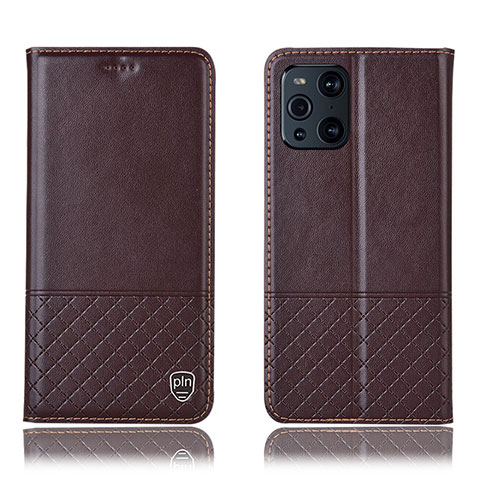 Coque Portefeuille Livre Cuir Etui Clapet H10P pour Oppo Find X3 5G Marron