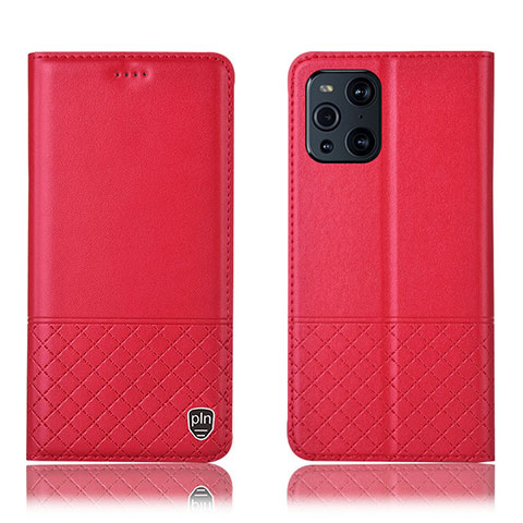 Coque Portefeuille Livre Cuir Etui Clapet H10P pour Oppo Find X3 5G Rouge