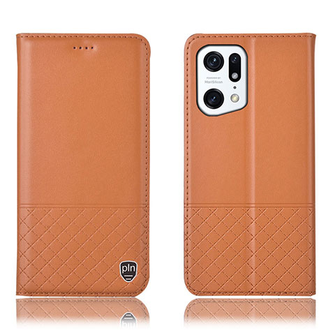 Coque Portefeuille Livre Cuir Etui Clapet H10P pour Oppo Find X5 5G Orange