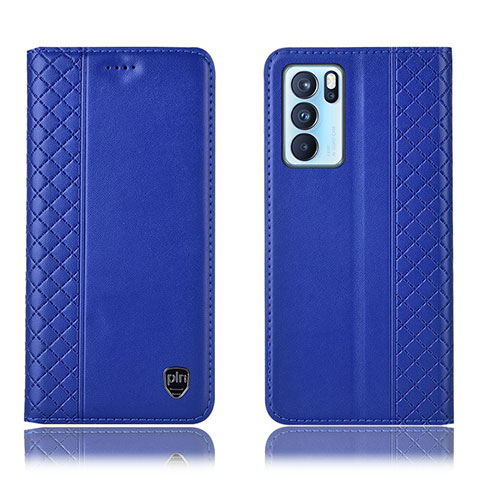 Coque Portefeuille Livre Cuir Etui Clapet H10P pour Oppo Reno6 Pro 5G India Bleu