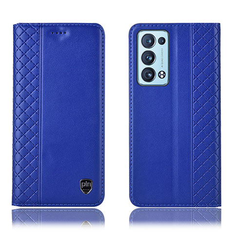 Coque Portefeuille Livre Cuir Etui Clapet H10P pour Oppo Reno6 Pro+ Plus 5G Bleu