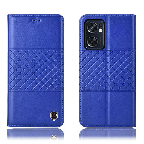 Coque Portefeuille Livre Cuir Etui Clapet H10P pour Oppo Reno7 SE 5G Bleu