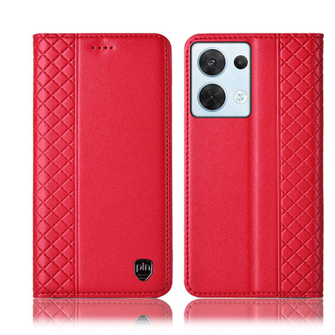 Coque Portefeuille Livre Cuir Etui Clapet H10P pour Oppo Reno8 5G Rouge