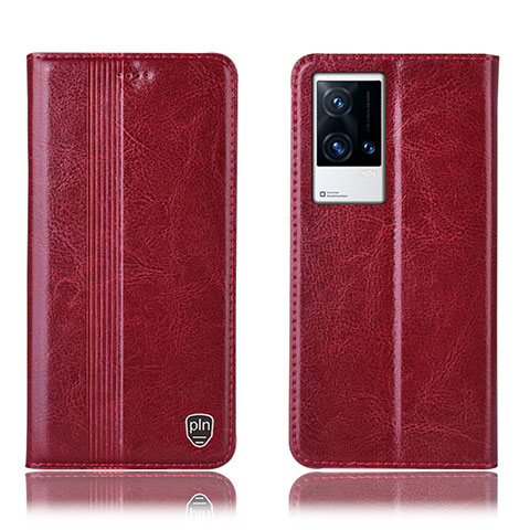 Coque Portefeuille Livre Cuir Etui Clapet H10P pour Vivo iQOO 8 5G Rouge