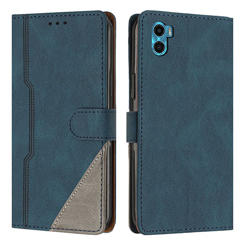 Coque Portefeuille Livre Cuir Etui Clapet H10X pour Motorola Moto E22S Bleu