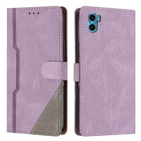 Coque Portefeuille Livre Cuir Etui Clapet H10X pour Motorola Moto E22S Violet