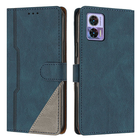 Coque Portefeuille Livre Cuir Etui Clapet H10X pour Motorola Moto Edge 30 Neo 5G Bleu